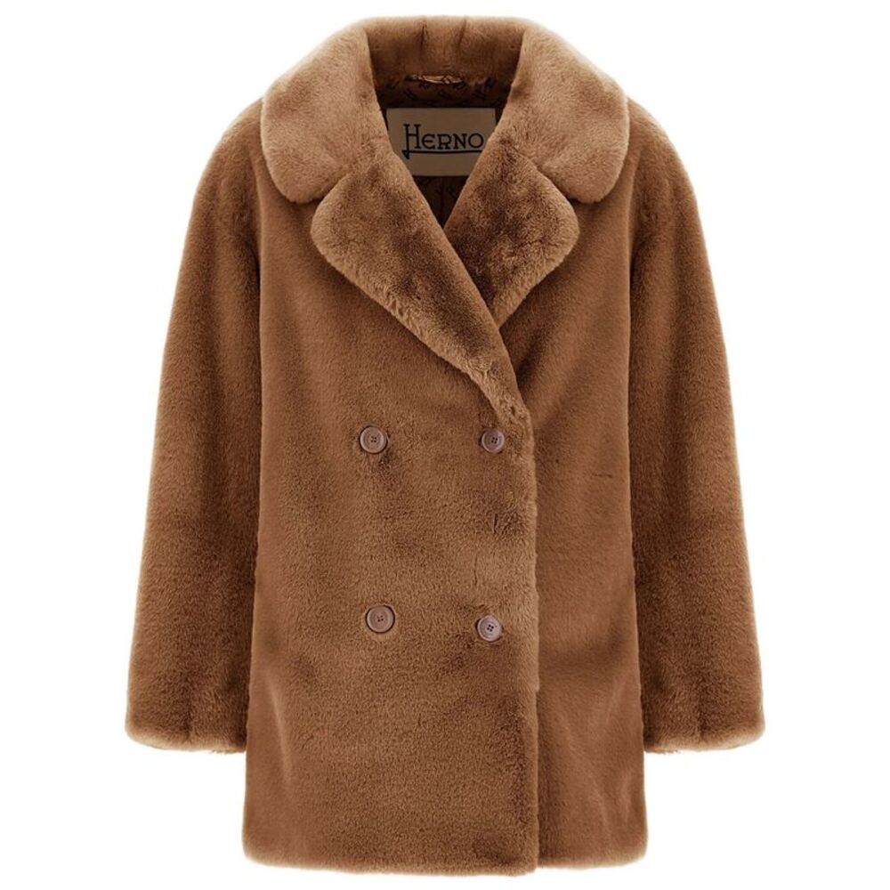 Herno Women Cappotto Doppiopetto In Ecopelliccia